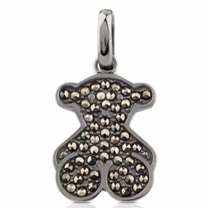 Tous Grace Black Marcasite Bear Charm | 925 Sterling Silver Necklace